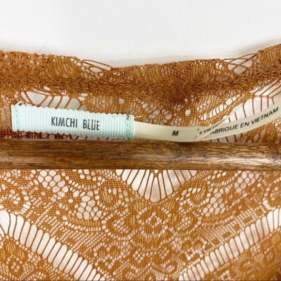 UO Kimchi Blue Lace Semi Sheer Tee Rust Orange Size M - Picture 5 of 7